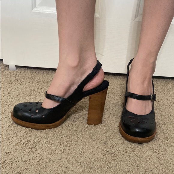 Dr. Sholl’s Leather Black Mary Jane Platform Heels size 8M - Picture 3 of 15